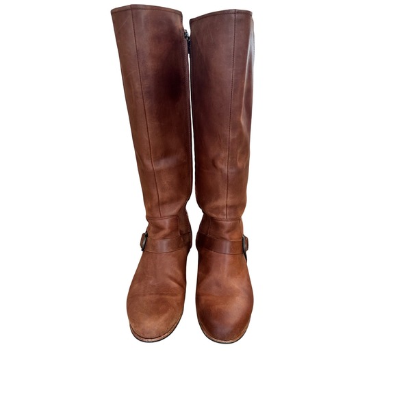 UGG Shoes - UGG Women's Brown Katelynn Leather Knee High Riding Boots Buckle Side Zip 10